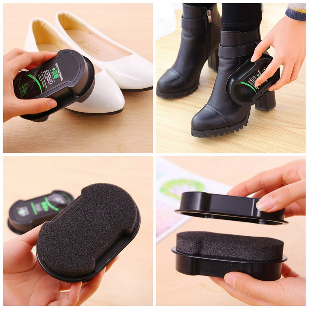 DOUBLE-SIDED INSTANT SHOE POLISH SPONGE.