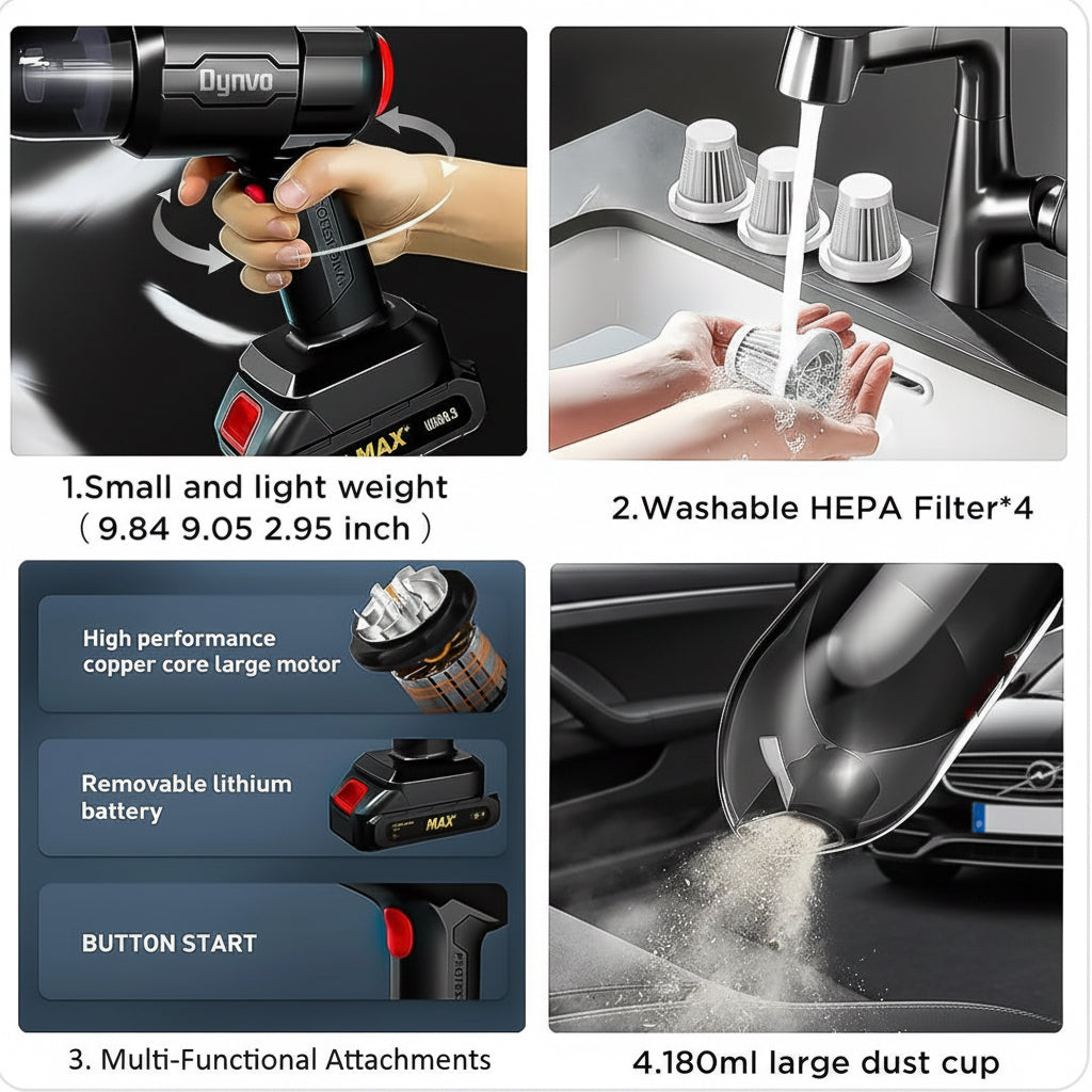 Wireless Handheld Car Vacuum Cleaner, 3-in-1 High Power 18000PA, Portable car Vacuum Cleaner