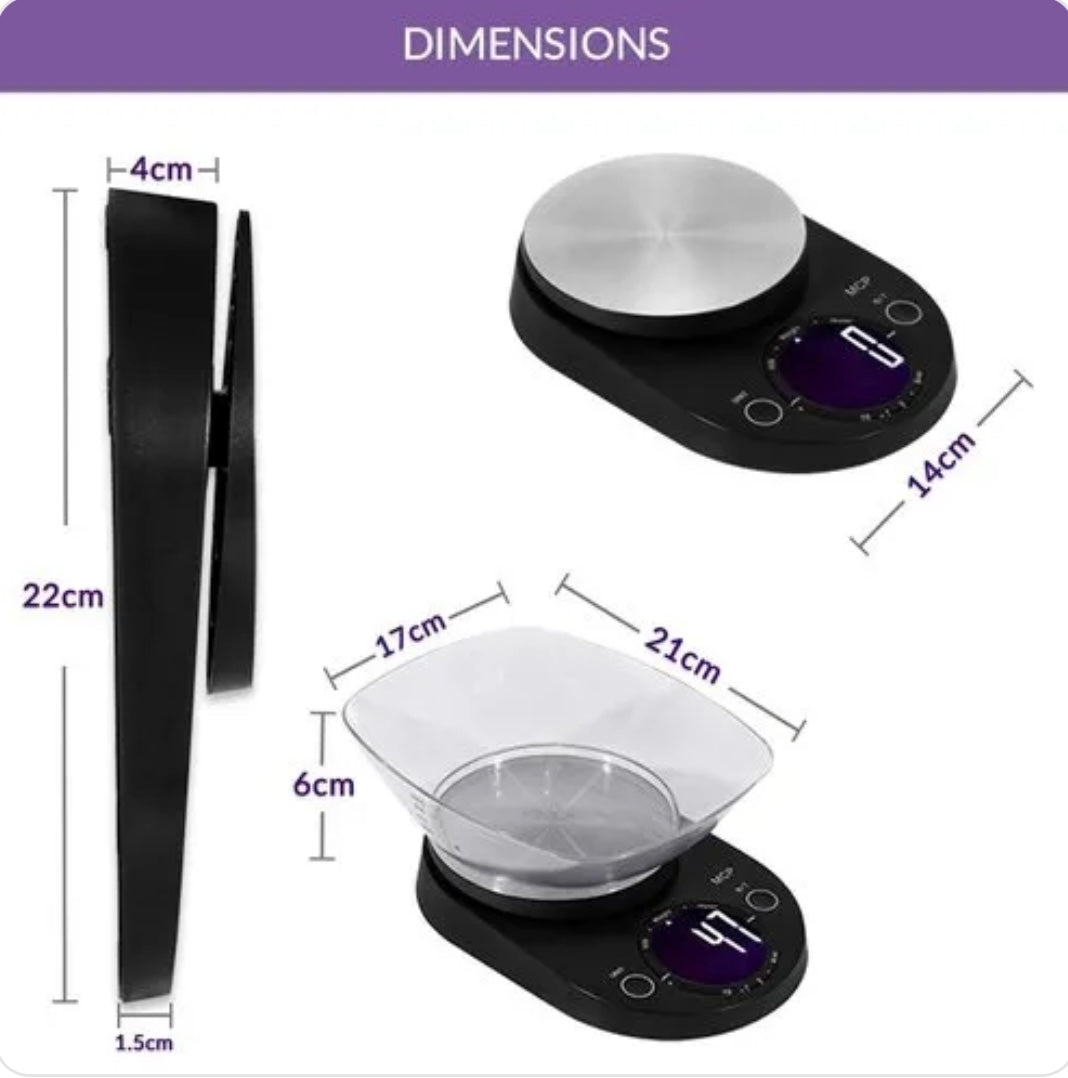 MCP Weighing Scale Digital For Kitchen Stainless Steel Weight Machine 5 Kgs With Free Bowl