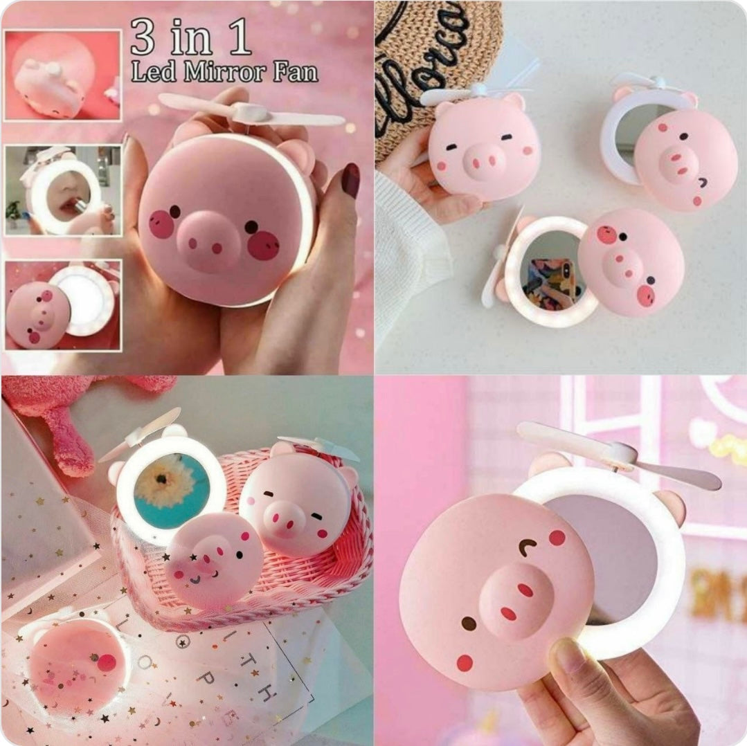 Piggy fan with mirror