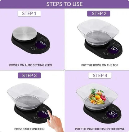 MCP Weighing Scale Digital For Kitchen Stainless Steel Weight Machine 5 Kgs With Free Bowl